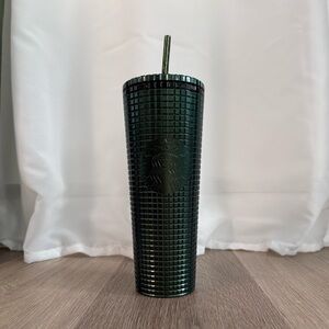Starbucks 2021 Holiday Venti Green Glitter Grid Cold Cup Tumbler